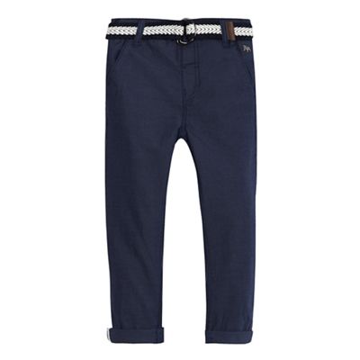 Boys' blue textured chino's with belt